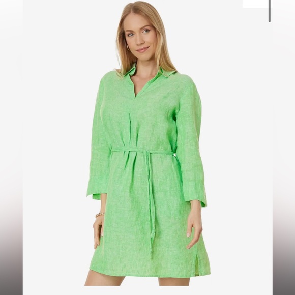 penny in green dress Mari Reversible Wrap Dress in Floral Linen, Natural Floral / Medium main image 1